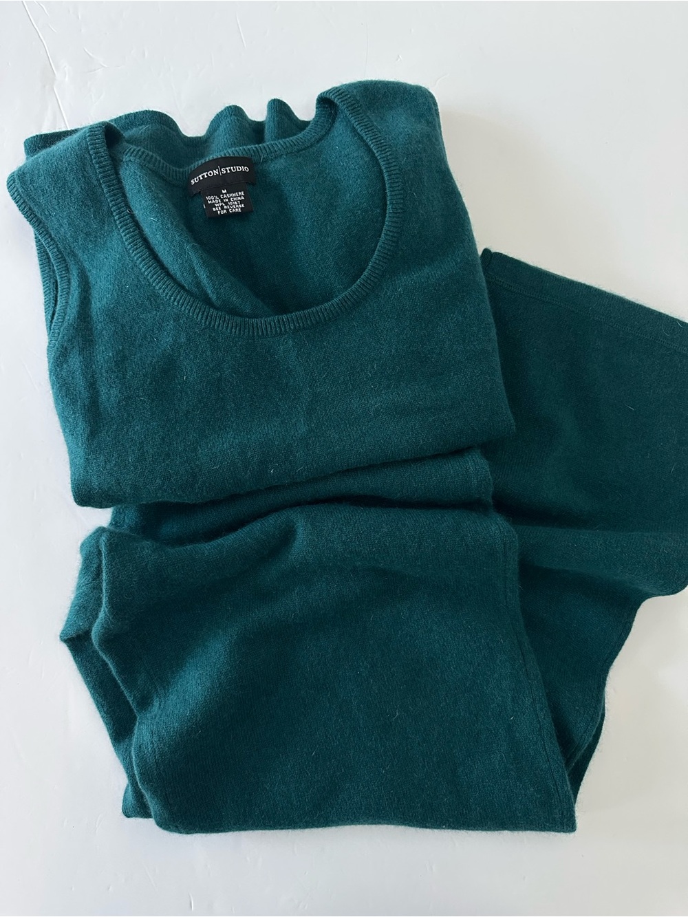 Sutton Studio Women’s Dark Green Cashmere Lounge Set Size M Tank Top And Pants
